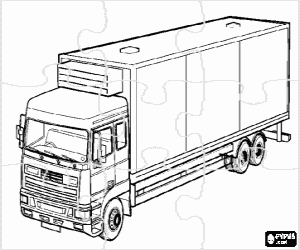 Omalovánka puzzle přívěs kamionu Omalovánka puzzle přívěs kamionu
